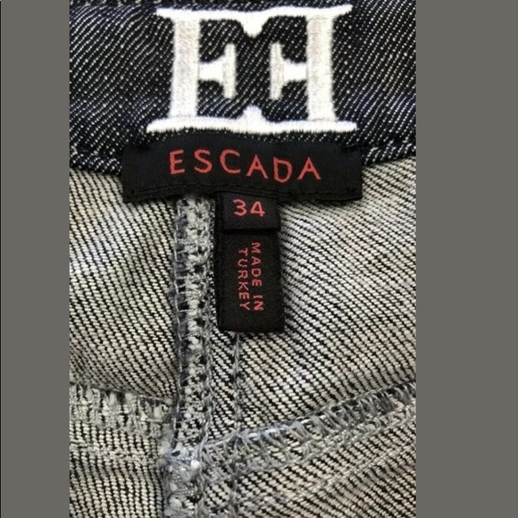 Escada Gray Blue White Stitch Straight Leg Jeans 4 - Picture 6 of 12